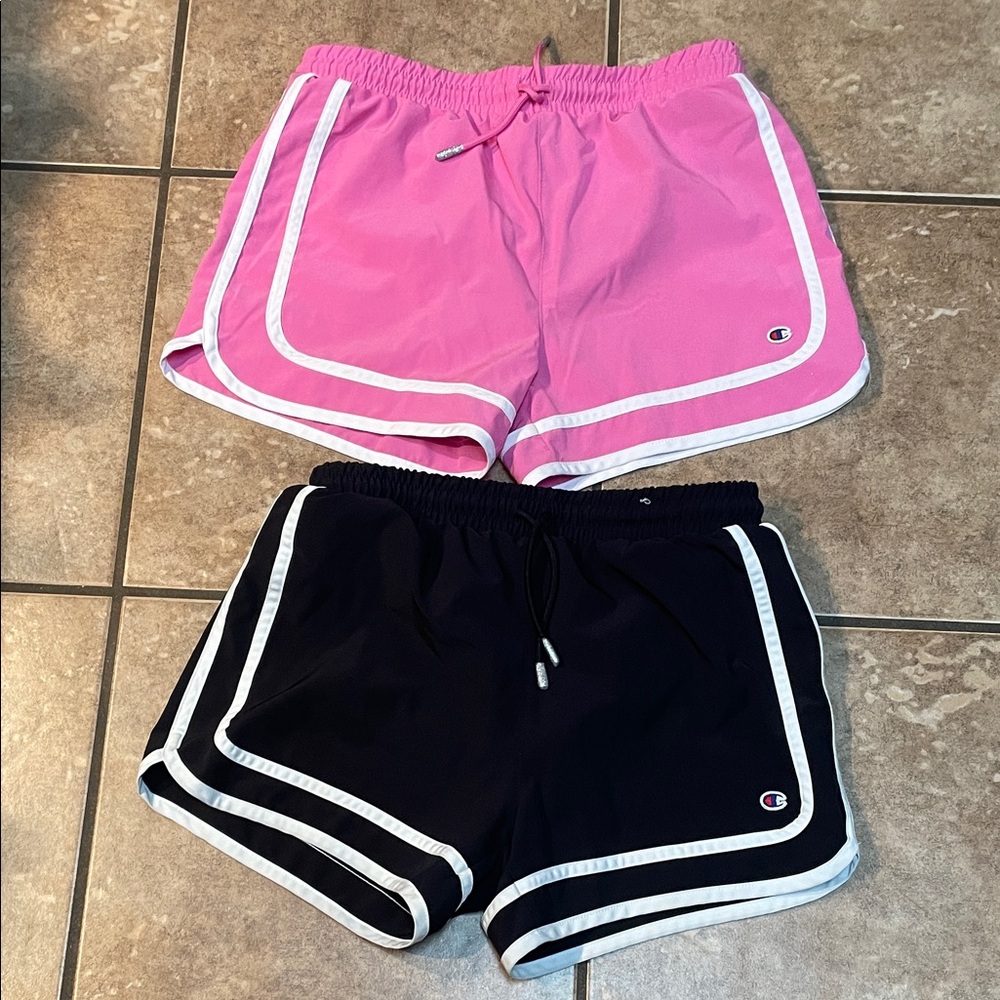 Champion Girls Pink and Black Athletic Shorts - Set of 2 XL 14/16